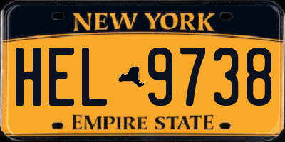 NY license plate HEL9738
