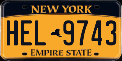 NY license plate HEL9743