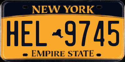 NY license plate HEL9745