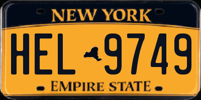 NY license plate HEL9749