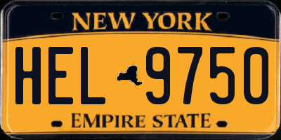 NY license plate HEL9750
