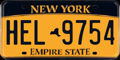 NY license plate HEL9754