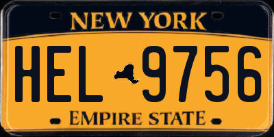 NY license plate HEL9756
