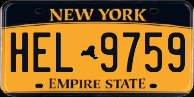 NY license plate HEL9759