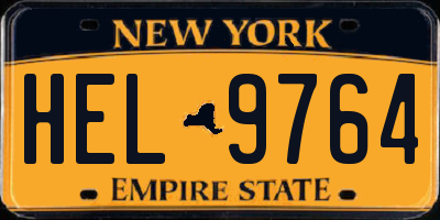 NY license plate HEL9764