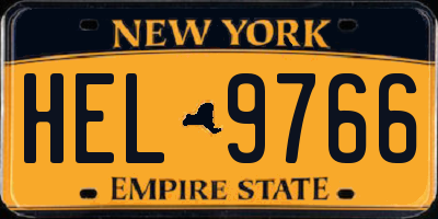 NY license plate HEL9766