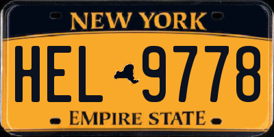 NY license plate HEL9778