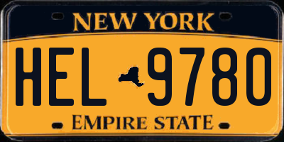 NY license plate HEL9780