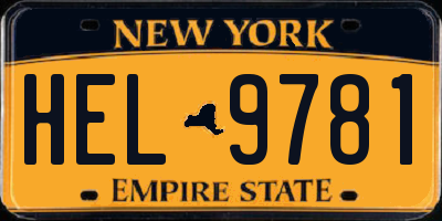NY license plate HEL9781