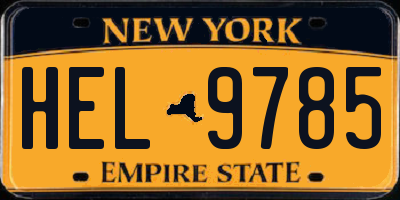 NY license plate HEL9785