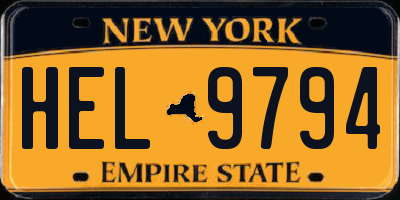 NY license plate HEL9794