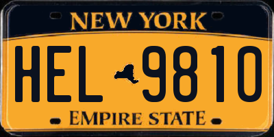 NY license plate HEL9810