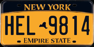 NY license plate HEL9814