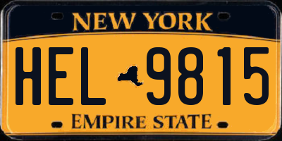 NY license plate HEL9815