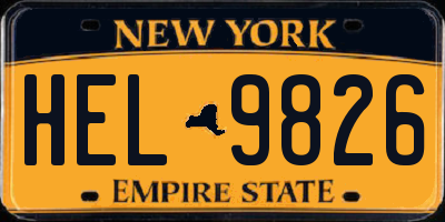 NY license plate HEL9826