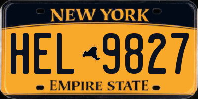 NY license plate HEL9827