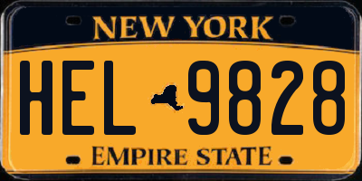 NY license plate HEL9828