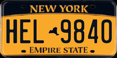 NY license plate HEL9840