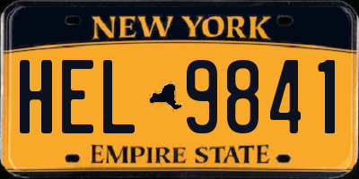 NY license plate HEL9841