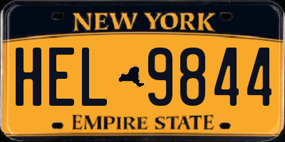 NY license plate HEL9844