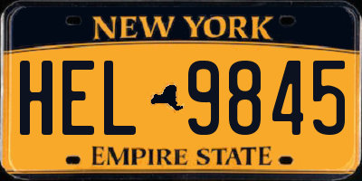 NY license plate HEL9845