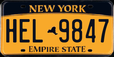 NY license plate HEL9847