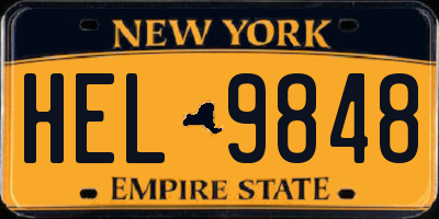 NY license plate HEL9848