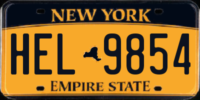 NY license plate HEL9854