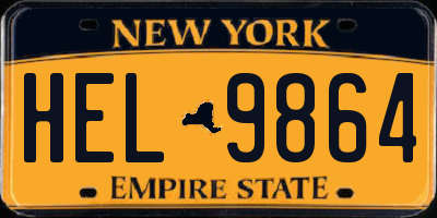 NY license plate HEL9864