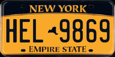 NY license plate HEL9869