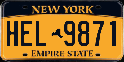 NY license plate HEL9871