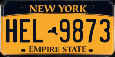 NY license plate HEL9873