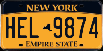 NY license plate HEL9874