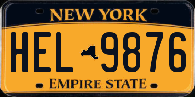 NY license plate HEL9876