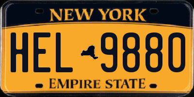 NY license plate HEL9880