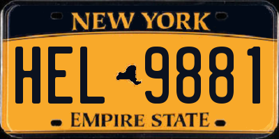 NY license plate HEL9881