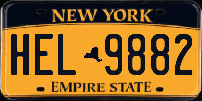 NY license plate HEL9882