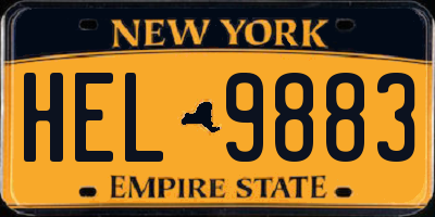 NY license plate HEL9883