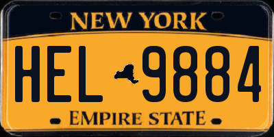 NY license plate HEL9884