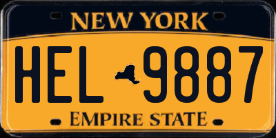 NY license plate HEL9887