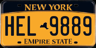 NY license plate HEL9889