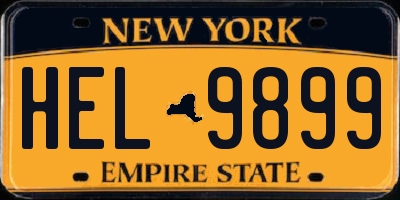 NY license plate HEL9899