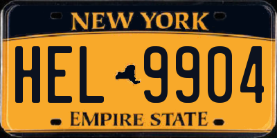 NY license plate HEL9904