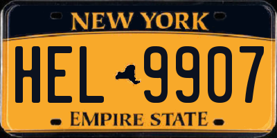 NY license plate HEL9907