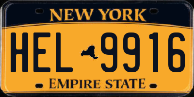 NY license plate HEL9916