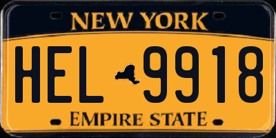 NY license plate HEL9918