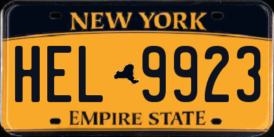 NY license plate HEL9923