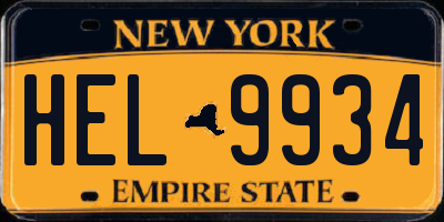 NY license plate HEL9934