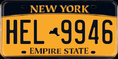 NY license plate HEL9946