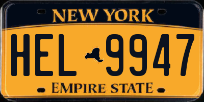 NY license plate HEL9947